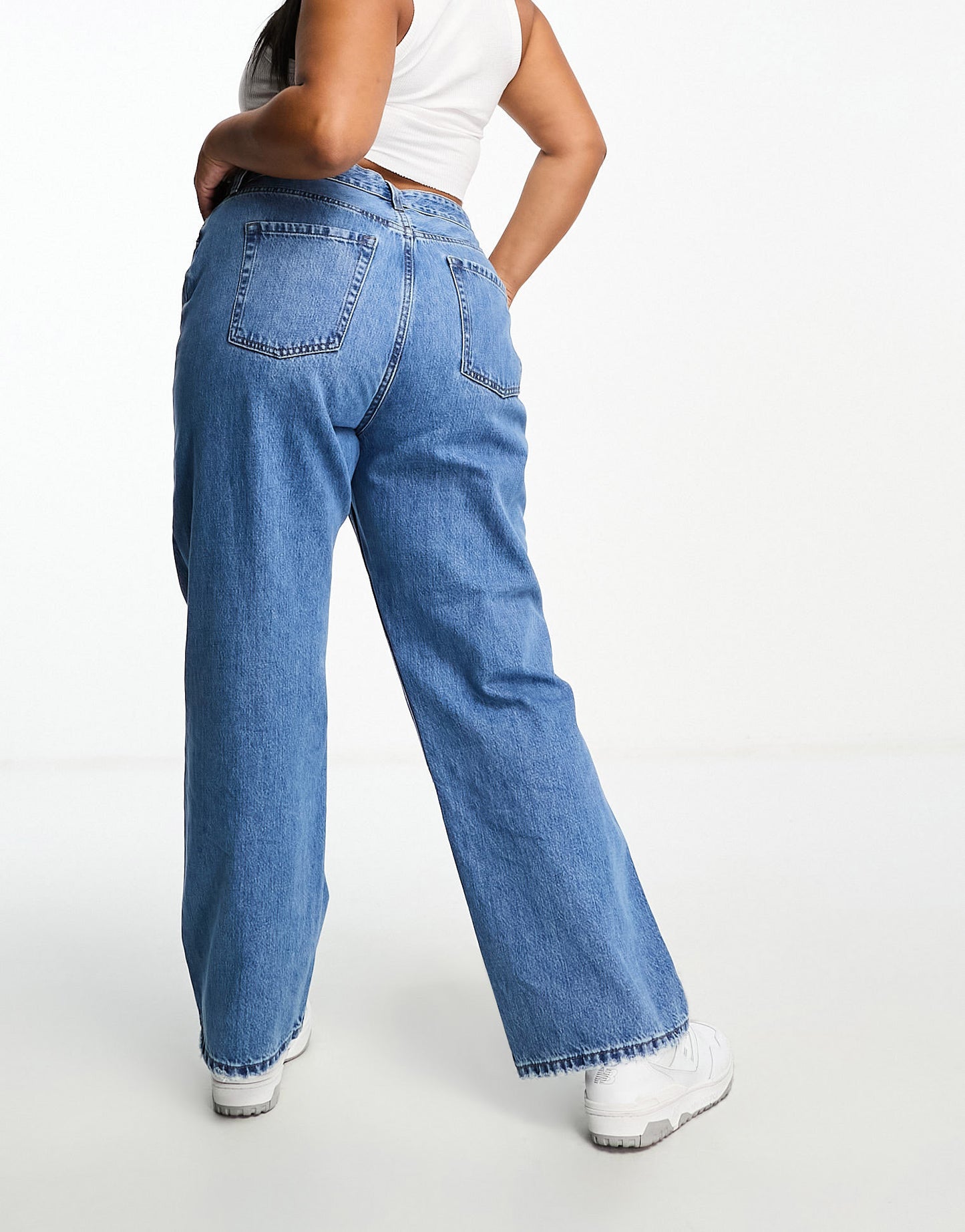 River Island Plus straight jean in medium denim