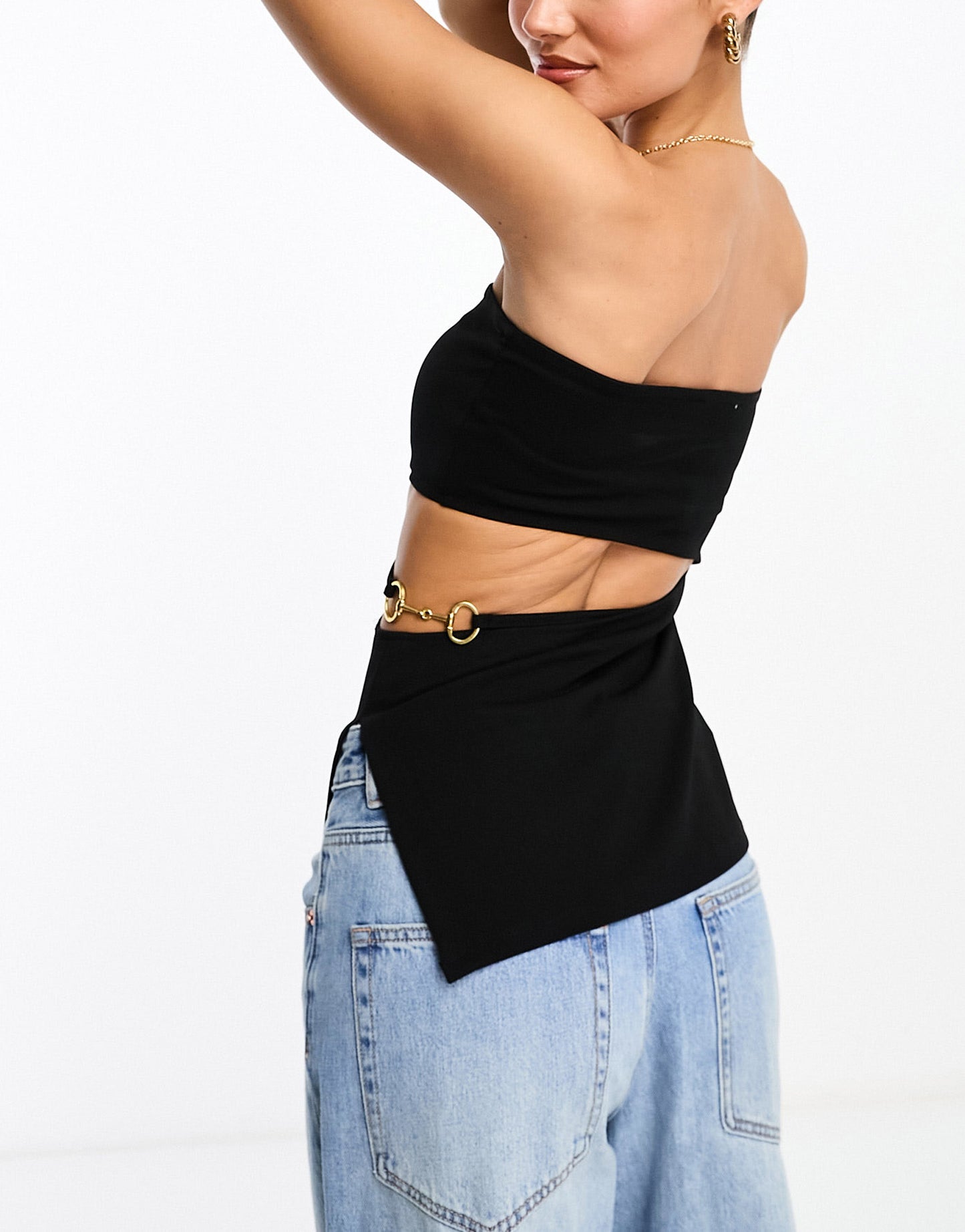 NA-KD bandeau slit detail top in black