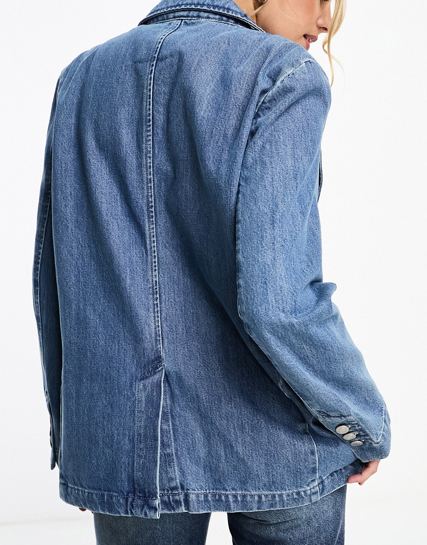 Pull&Bear denim blazer in medium blue