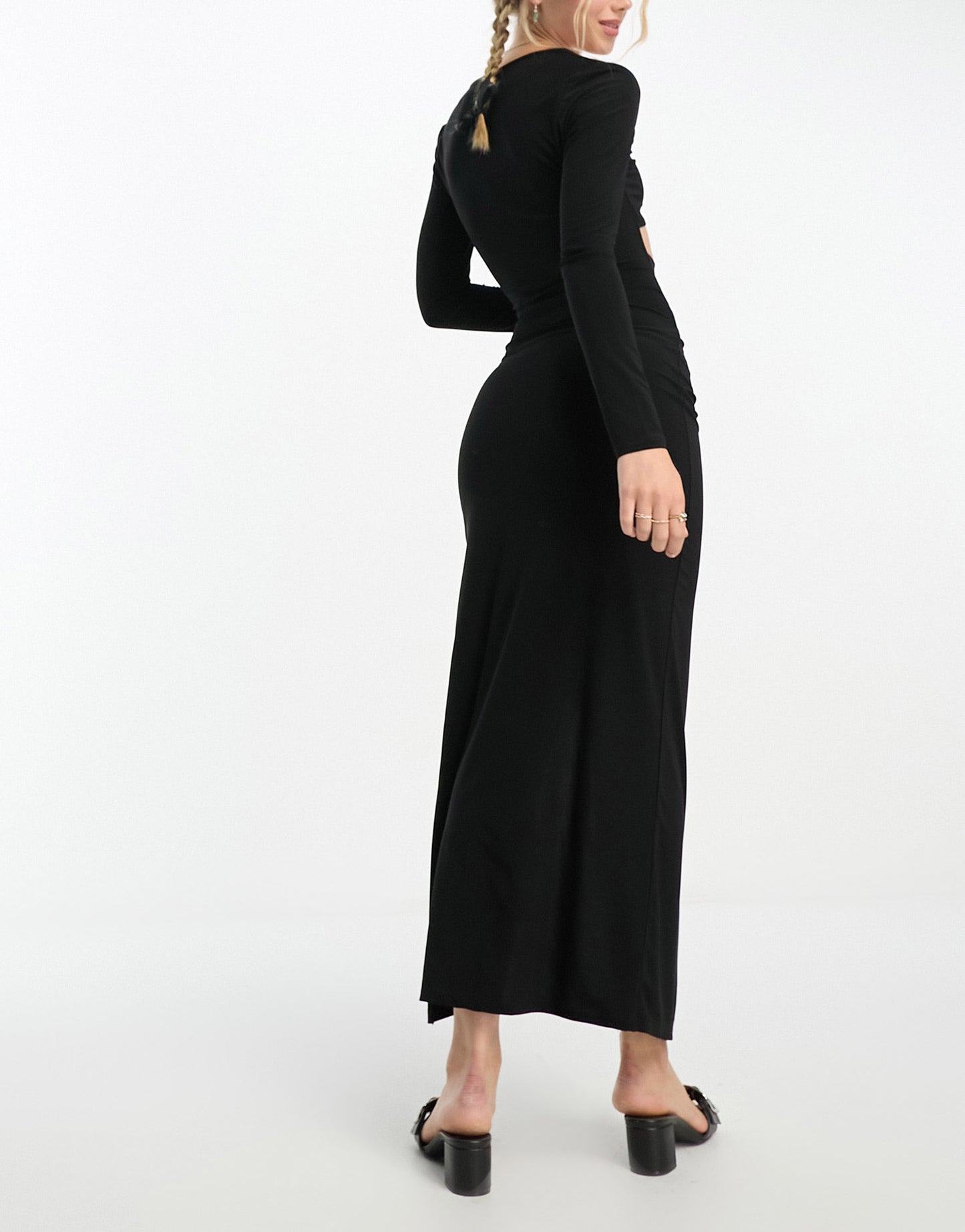 ASOS DESIGN cut out maxi dress with tie detail in black