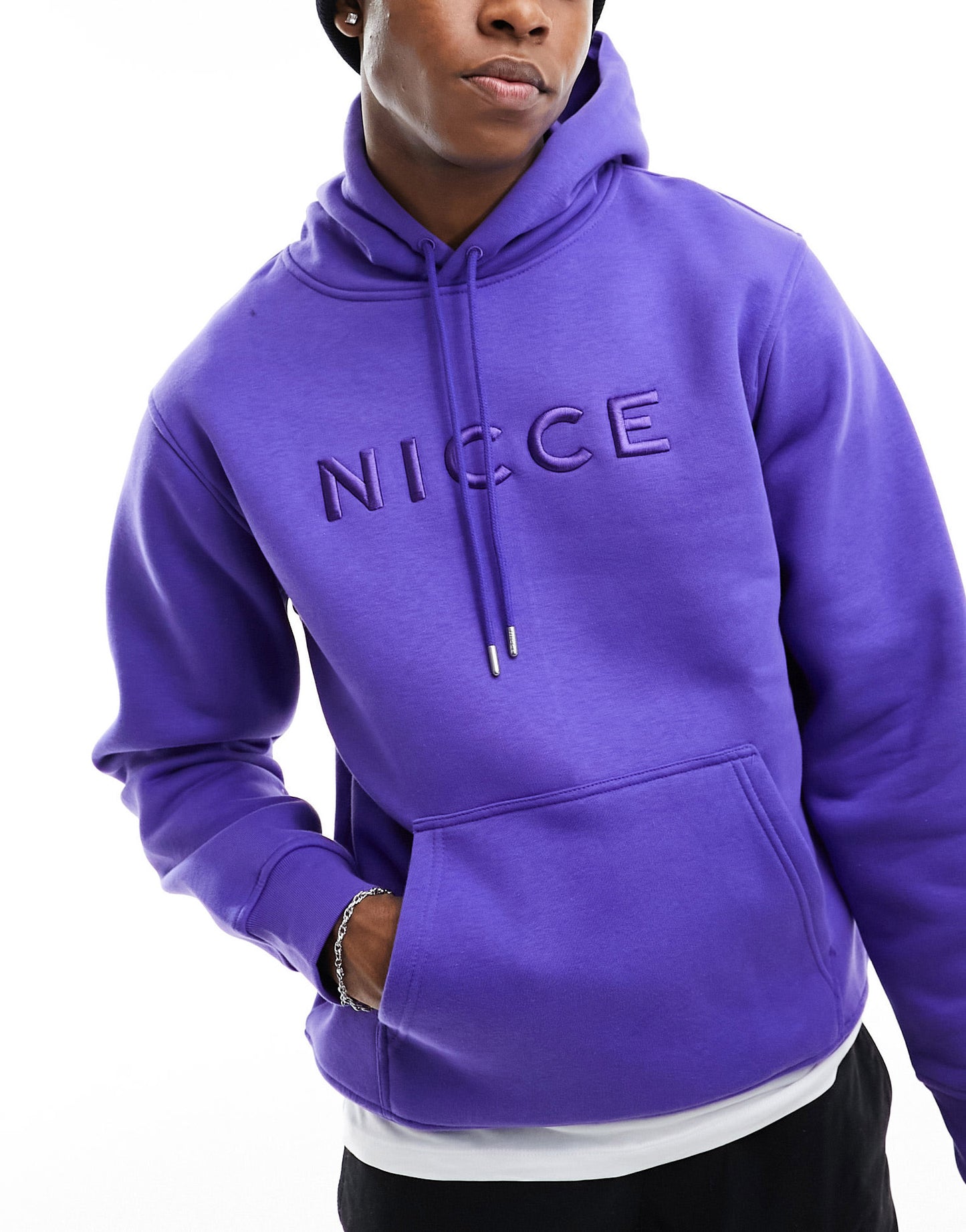 Nicce mercury oversized pullover hoodie in purple with split hem detail