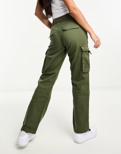 Pimkie low rise wide leg cargo jeans in khaki