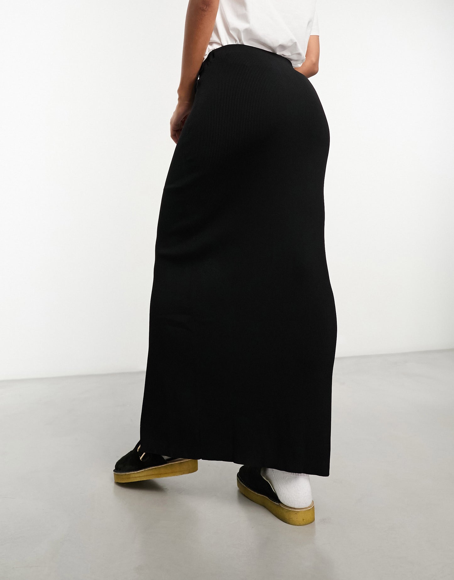 & Other Stories knitted minimal midaxi skirt with zip detail in black