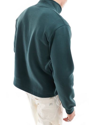 Selected Homme half zip high neck sweatshirt in green