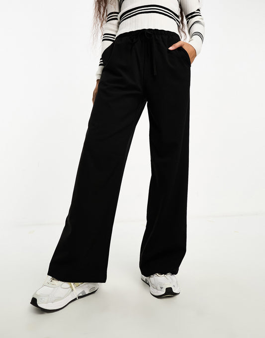 Stradivarius Petite tailored pull on trouser in black