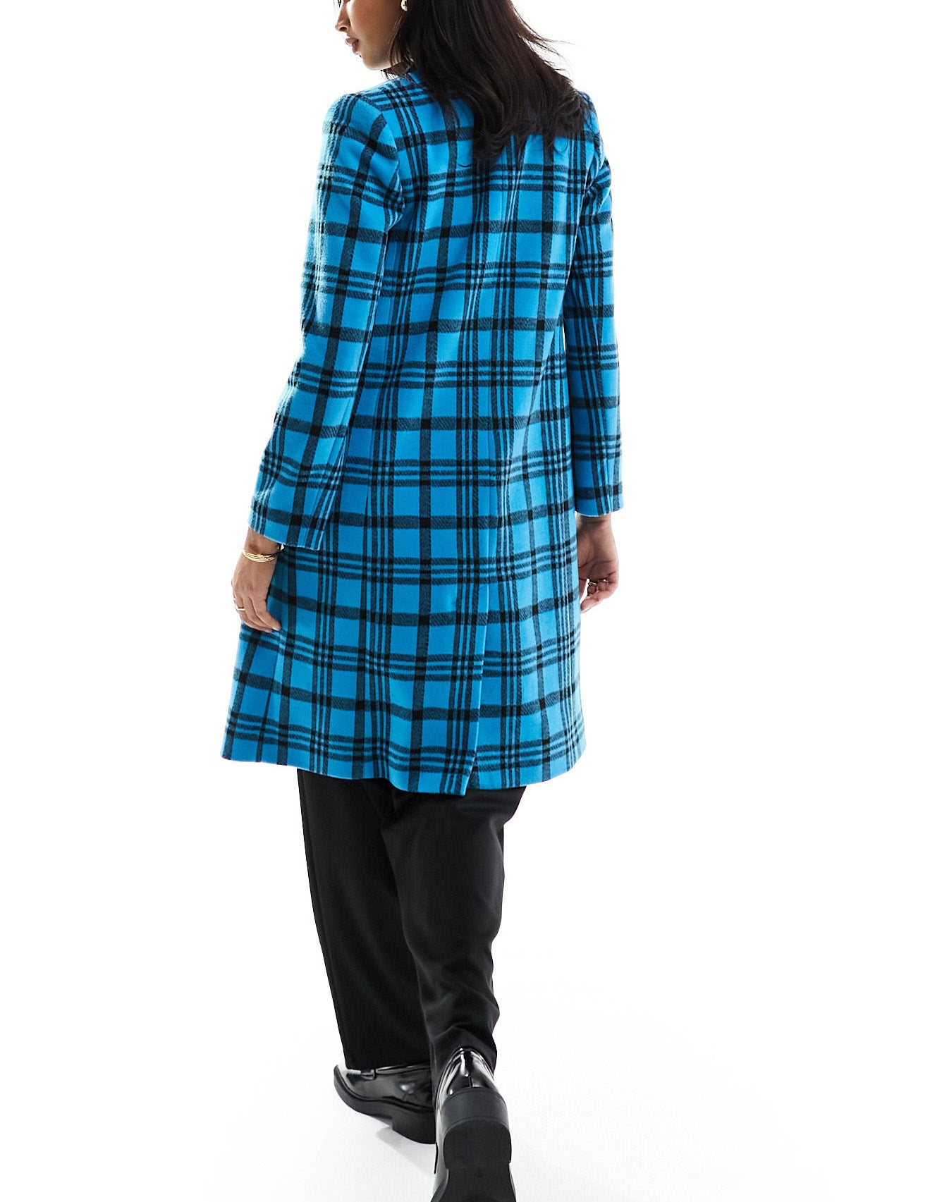 Helene Berman classic button coat in blue check