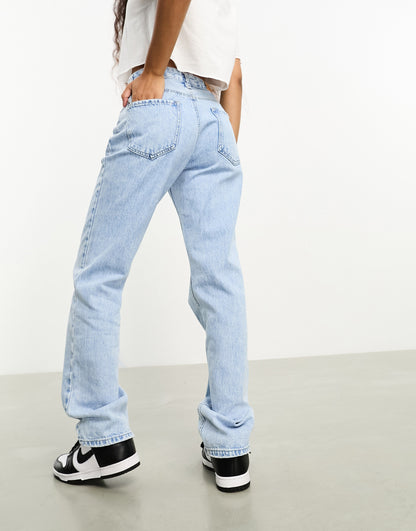 Stradivarius Petite STR straight leg jean in light wash