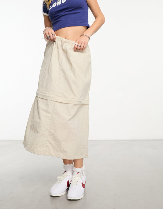 Something New X GORPECORE SQUAD 2 in 1 convertible cargo skirt in stone