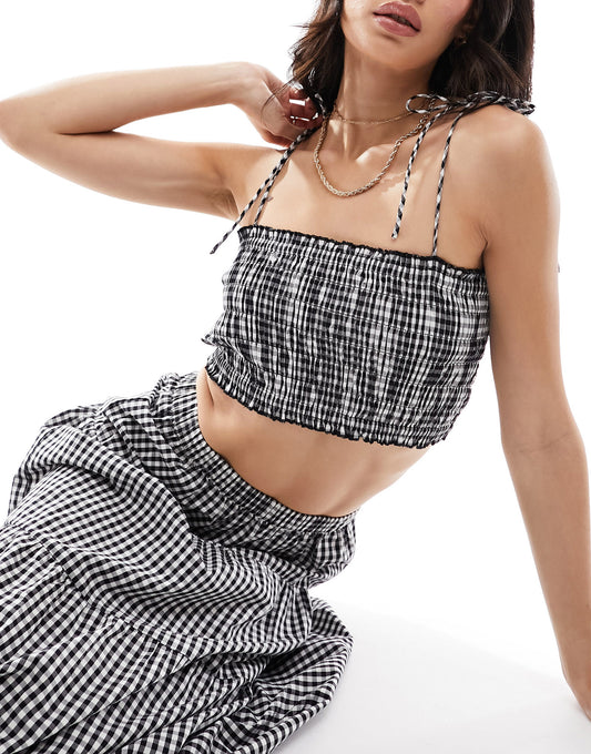 Esmee beach crop top co-ord in gingham