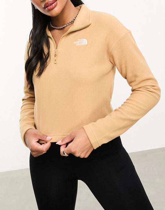 The North Face Glacier 100 cropped 1/4 zip fleece in beige