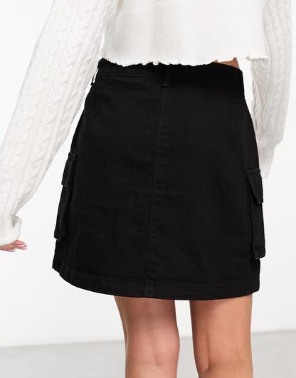 New Look cargo mini skirt in black