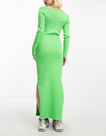 Daisy Street knit maxi dress with square neck in soft green