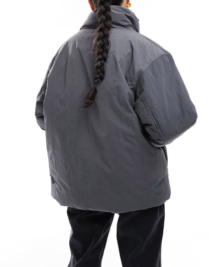 Weekday Windy oversized padded windbreaker jacket in dark grey