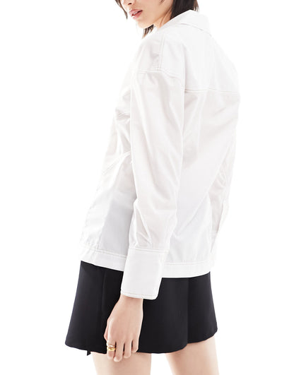 ASOS DESIGN corset shirt with topstitch in white