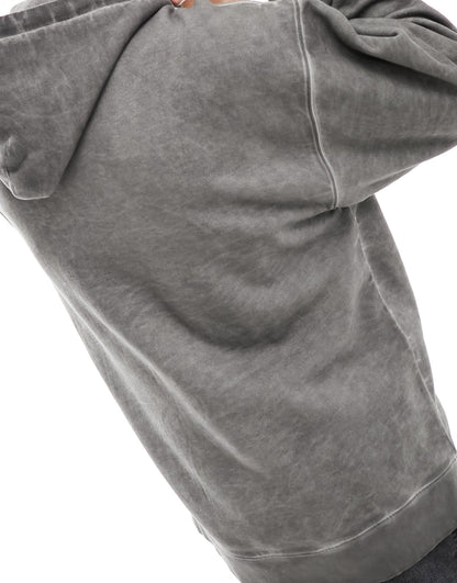 Basic Pleasure Mode applique oil wash hoodie in grey