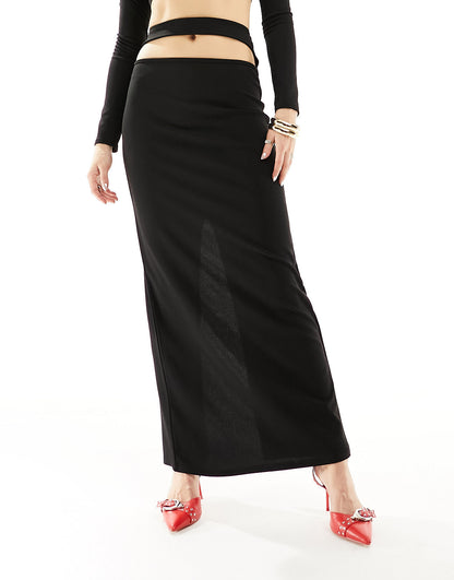 Missyempire cut out maxi column skirt co-ord in black