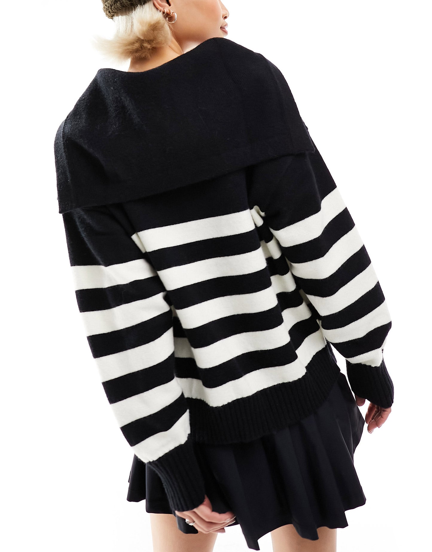 Urban Revivo oversized jumper in monochrome stripe knit