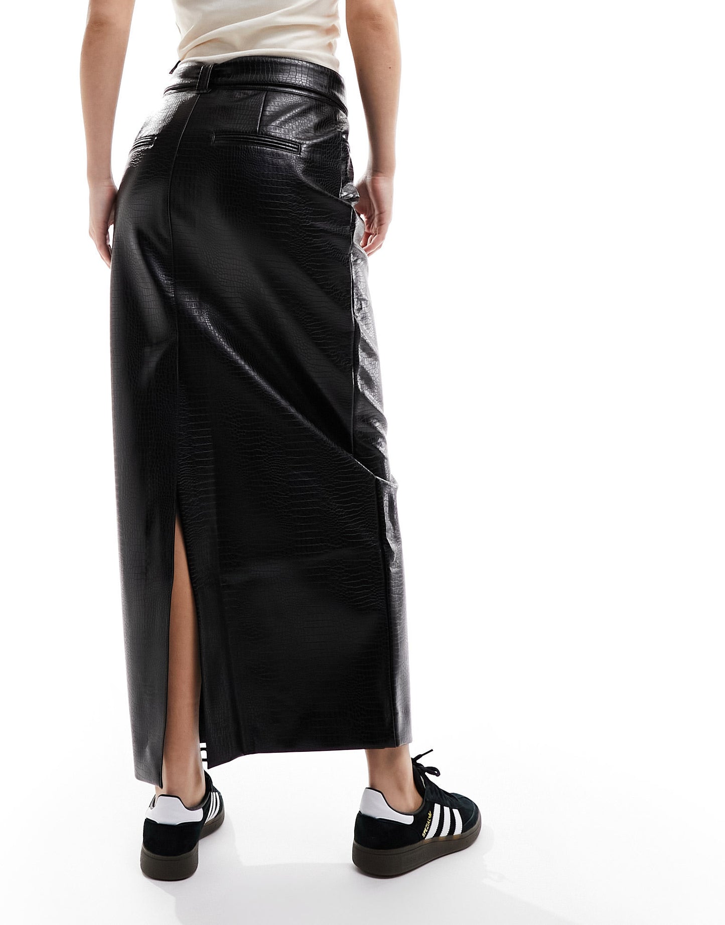 Urban Revivo maxi skirt in faux croc leather