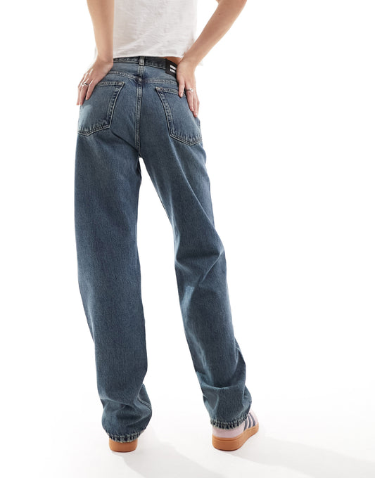 Dr Denim Beth relaxed vintage straight leg jeans in canyon mid dirt