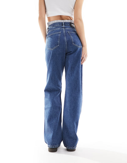 Dr Denim Echo straight leg jeans in steam mid retro