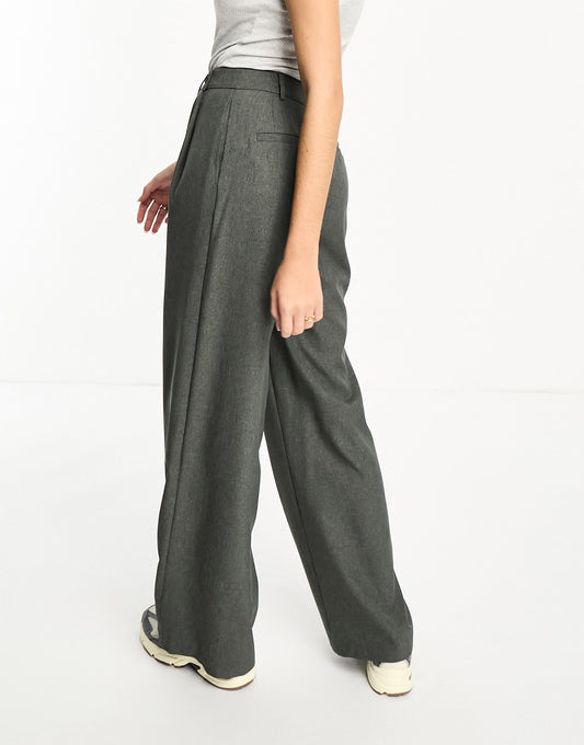 ASOS DESIGN Tall double button trouser in grey stripe