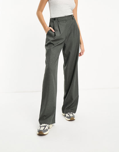 ASOS DESIGN Tall double button trouser in grey stripe