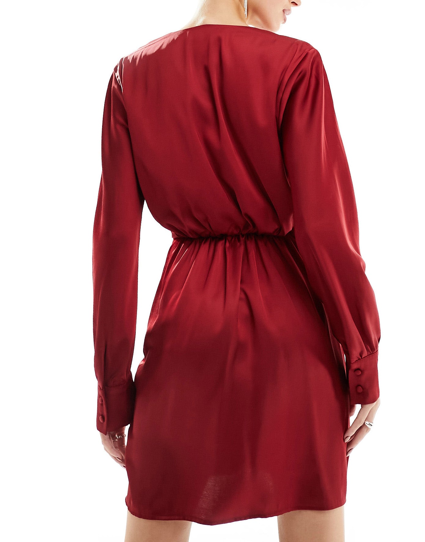 Abercrombie & Fitch long sleeve wrap dress in red