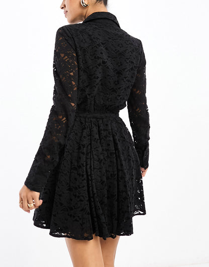 River Island beaded shirt dress in black