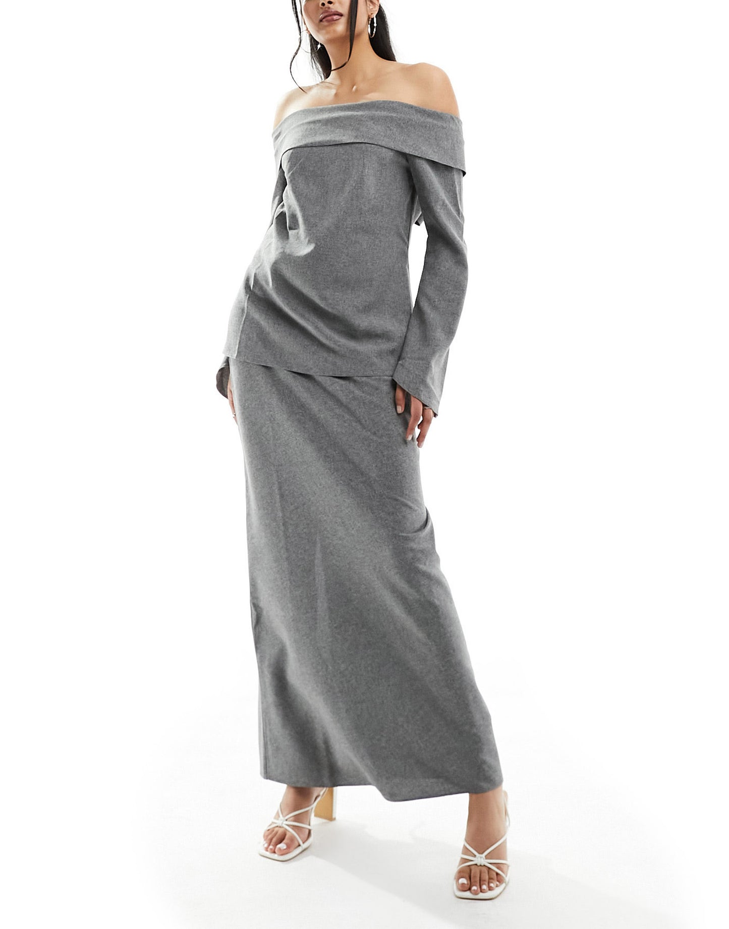 ASOS DESIGN clean maxi skirt co-ord in grey