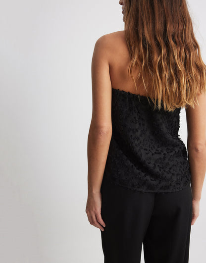 NA-KD textured chiffon scarf top in black