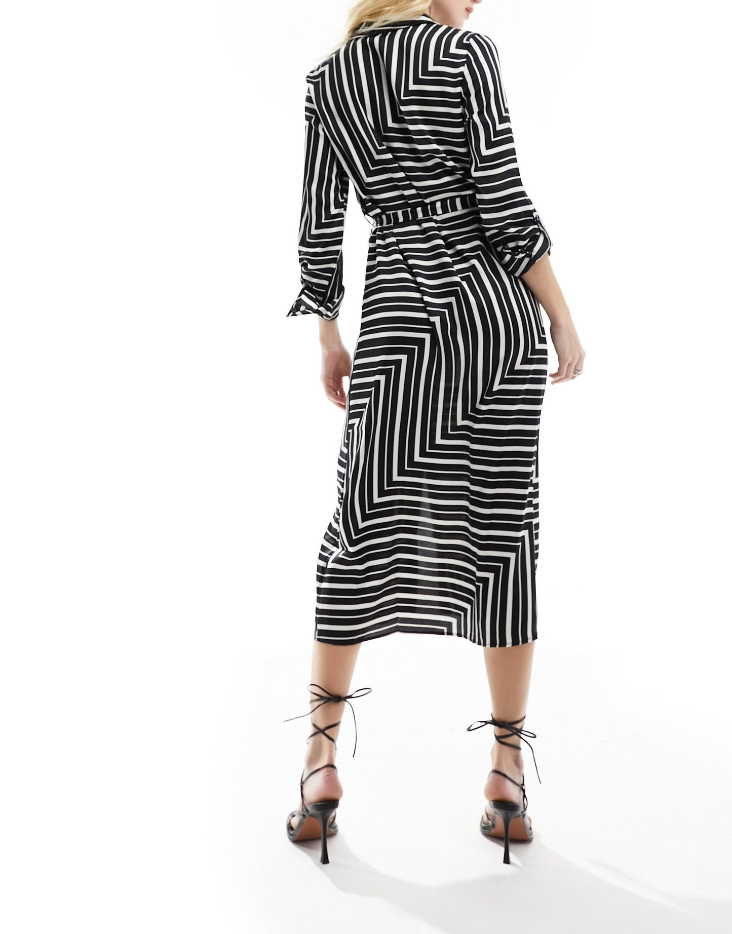 New Look satin midi shirt dress in black pattern