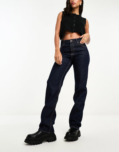 Bershka straight leg jeans in raw wash