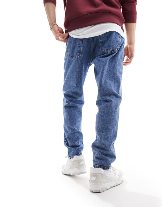 Pull&Bear standard fit jeans in mid blue