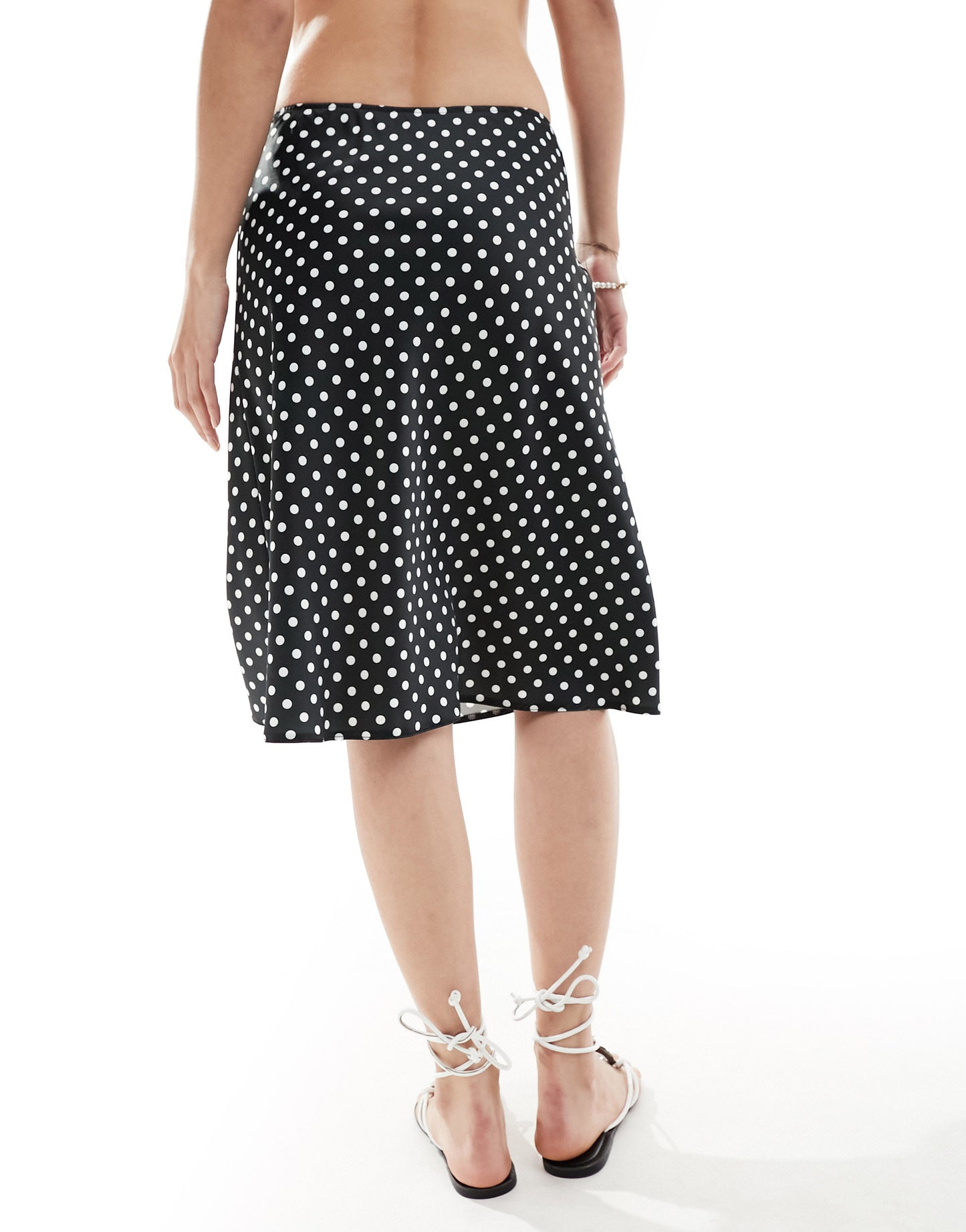 ASOS DESIGN 90's length satin midi skirt co-ord in mono spot print