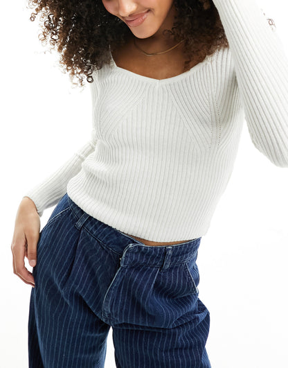 Hollister knitted jumper in cream