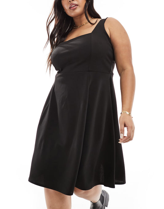 Yours square neck pinny dress in black