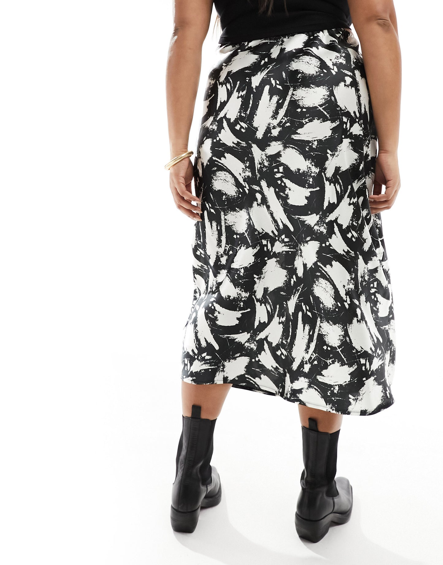 Yours bias cut midi skirt in abstract print