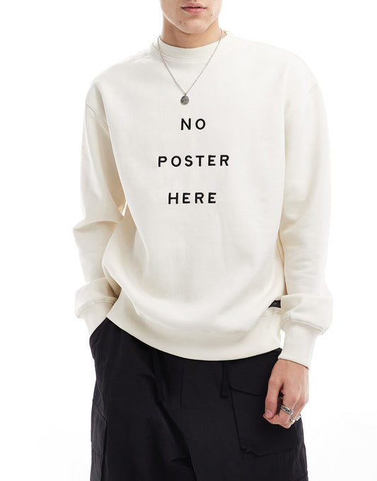 Pull&Bear Poster front print sweatshirt in ecru