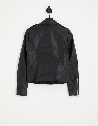 Vila leather look jacket in black