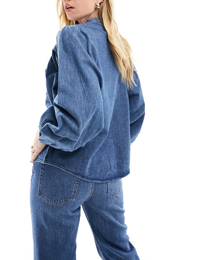 & Other Stories dropped shoulder denim shirt blue wash