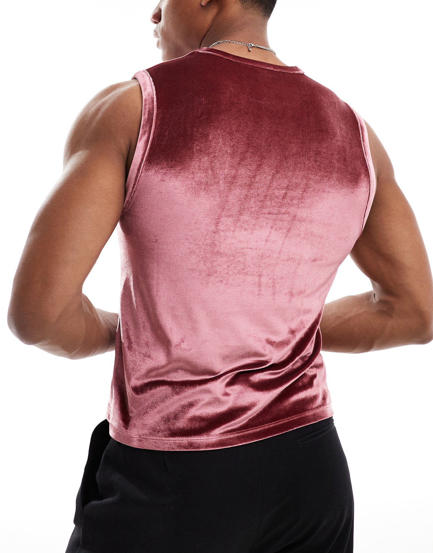 ASOS DESIGN muscle fit vest in burgundy velour