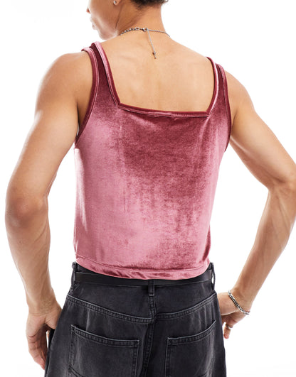 ASOS DESIGN cropped muscle corset in burgundy velour